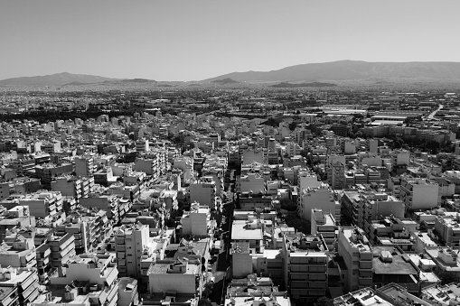 A shot of Athens city from high view point showing the highly populated area in Greece on August 29, 2020