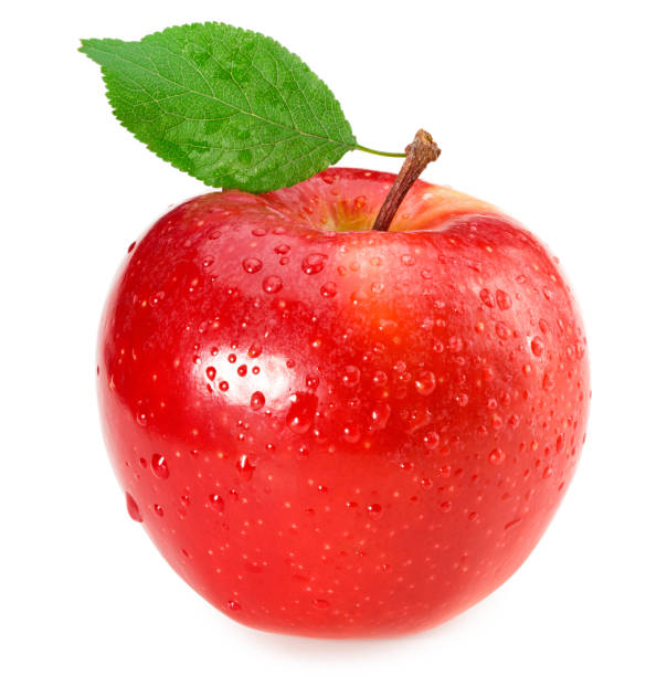 istock red apples with green leaves isolated on a white background 1277429846