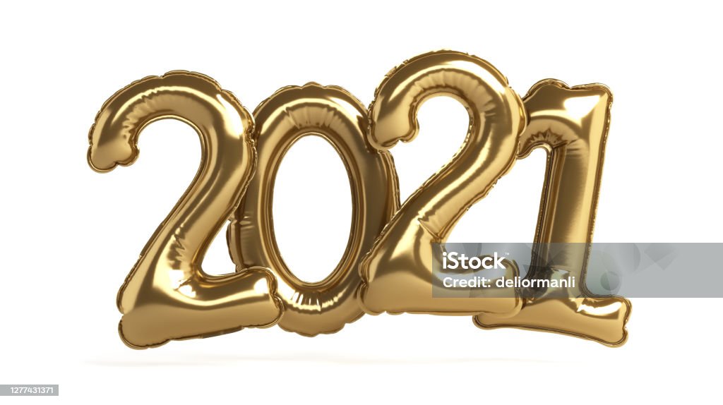 Welcome 2021 2021 text made with hellium balloons 2021 Stock Photo