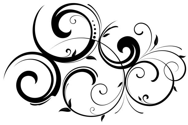 verziertes wirbelmotiv - filigree swirl flourishes ornate stock-grafiken, -clipart, -cartoons und -symbole