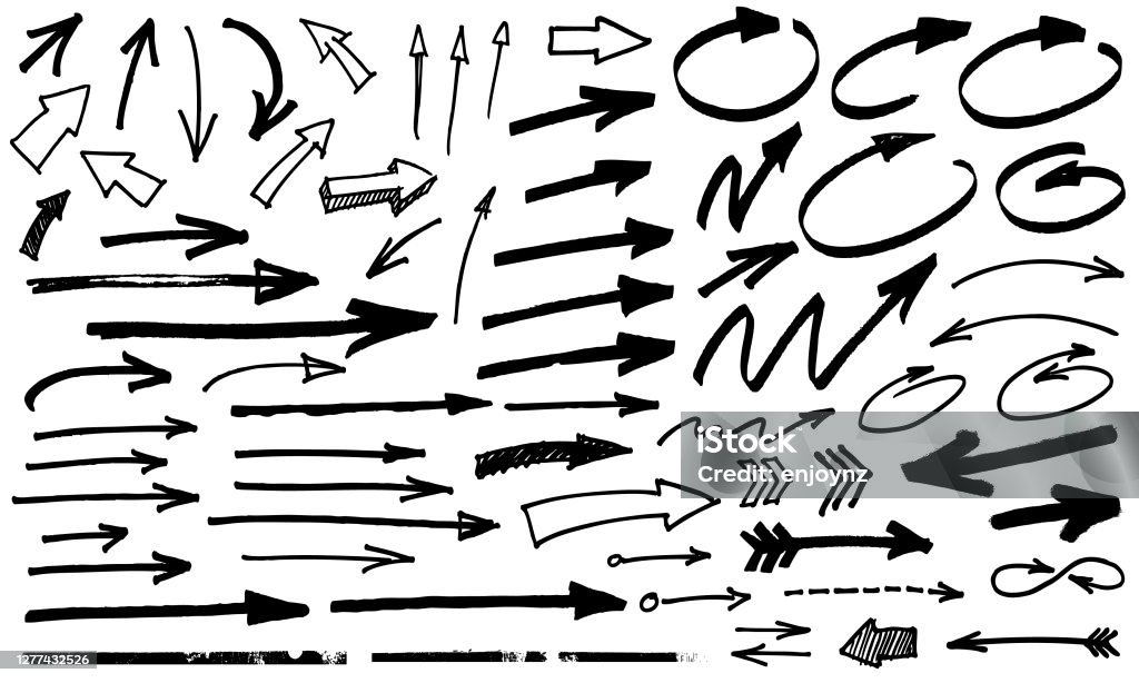 black arrows Black paint marker grunge arrow vector illustration Arrow Symbol stock vector
