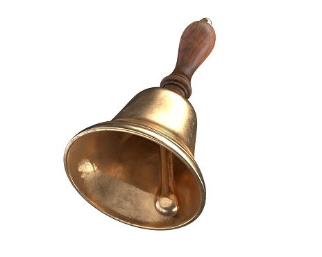 3D render of Hand Bell isolated on white background.