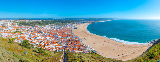 Aerial view of Portuguese seaside town Nazare