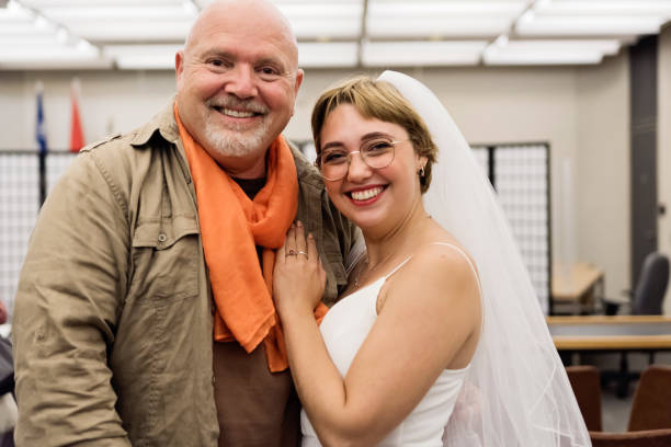 istock Bride and godfather quick portrait after wedding. 1277434596