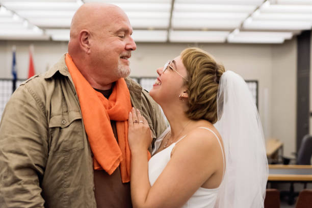 istock Bride and godfather quick portrait after wedding. 1277434604