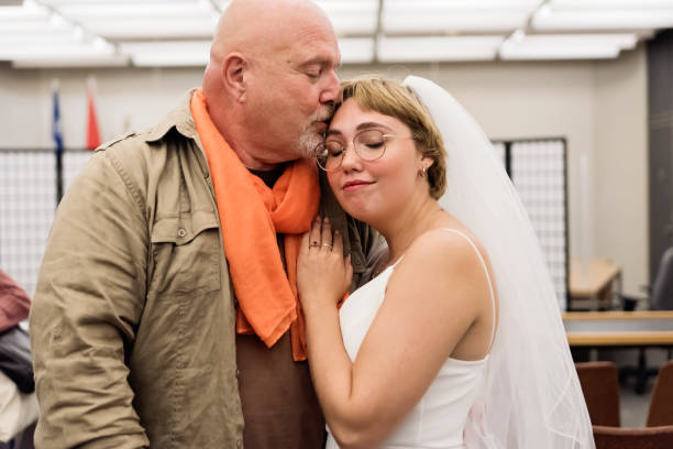 Bride and godfather quick portrait after wedding.