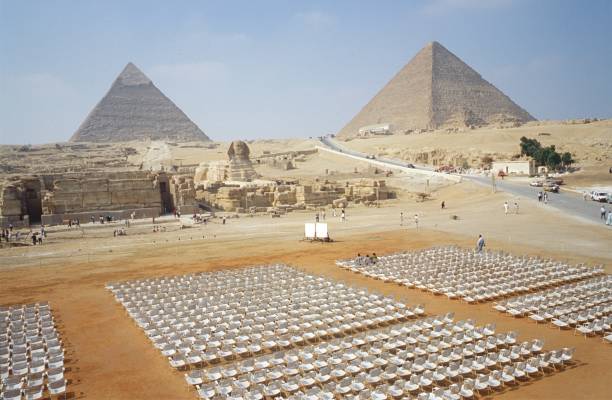 Gizeh, Cairo, Egypt, 1979. In front of the pyramids of Giza,