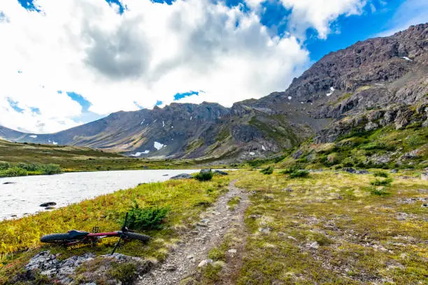 Photo of Scenic view of Alaskan Flattop Glen Alps with mountain bikes