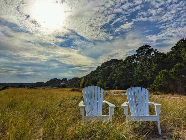 istock Adirondack chairs in the beach grass 1277439209