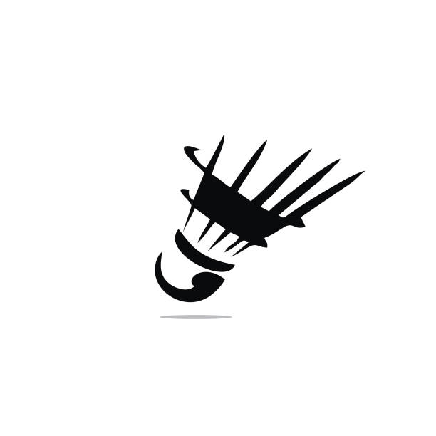 logo ikony badmintona - silhouette feather vector white stock illustrations
