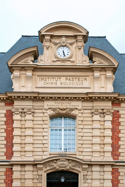 Institut Pasteur in Paris : entrance of old building facade The Pasteur Institute (Institut Pasteur) is a French non-profit private foundation dedicated to the study of biology, micro-organisms, diseases, and vaccines. It is named after Louis Pasteur, who made some of the greatest breakthroughs in modern medicine at the time, including pasteurization and vaccines for anthrax and rabies. The institute was founded in 1887. For over a century, the Institut Pasteur has been at the forefront of the battle against infectious disease. Since 2020, the Pasteur Institute has been working on research into the vaccine against the Covid-19 coronavirus. Paris 15 th district / arrondissement,  in France. September 29, 2020. pasteur institute stock pictures, royalty-free photos & images