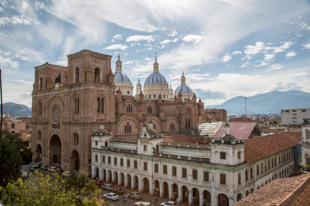 Elevated view of New Cathedral Cuenca, Ecuador - Dec 2, 2012: Elevated view of New Cathedral complex cuenca ecuador stock pictures, royalty-free photos & images