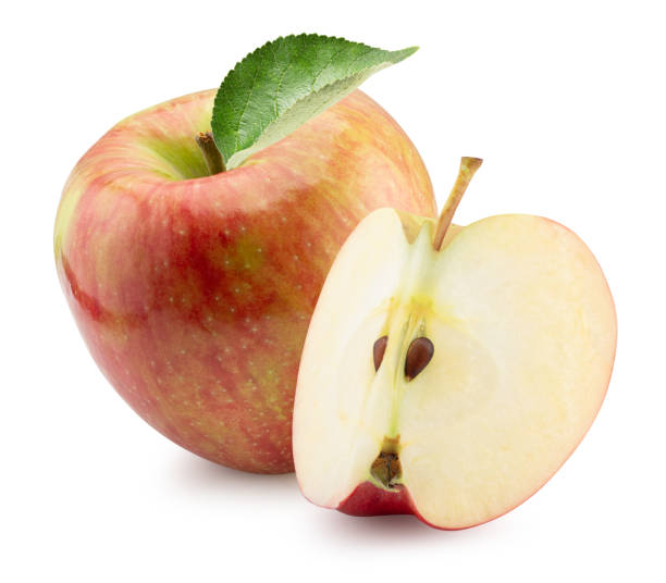 istock apple with slice and leaf isolated on a white background 1277446378
