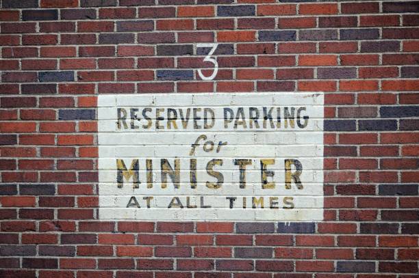 istock Reserved parking for minister at all times sign 1277446578