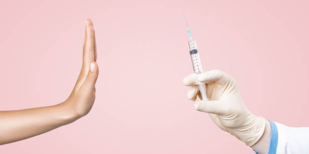 istock Refuse vaccination due to possible health problems. Say no to fake immunisation against viruses. 1277447343