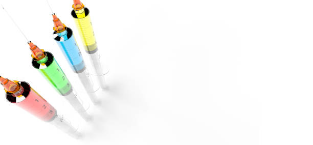 istock Medical syringe with a needle for vaccination. 3D Rendering 1277447364