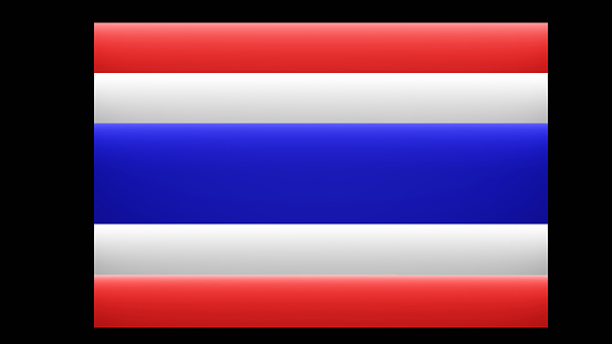 Thailand flag and its 3D bulge blue, white and red stripe with top light (is rendered by 3D application)