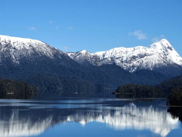 istock Snowy mountains reflected in the water 1277451194