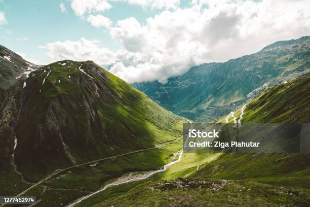 Scenic View Of Furka Pass Stock Photo - Download Image Now - Switzerland, Mountain, Mountain Pass