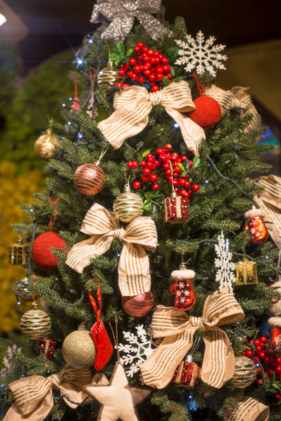 istock christmas tree in red and gold color. 1277460284