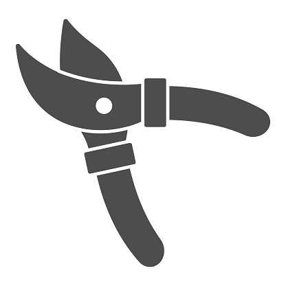 Garden shears solid icon, Garden and gardening concept, Secateurs sign on white background, gardening scissors icon in glyph style for mobile concept and web design. Vector graphics