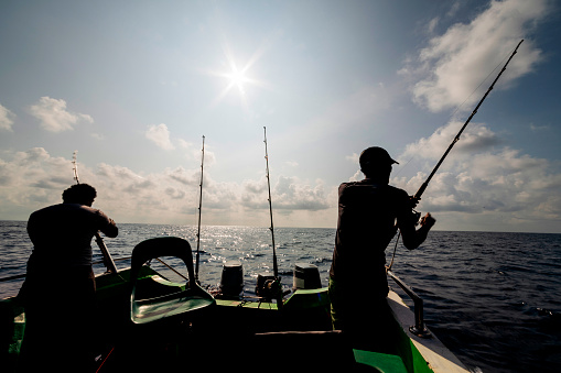 Deepwater sport fishing in the Indian Ocean nearby Sri Lanka coast