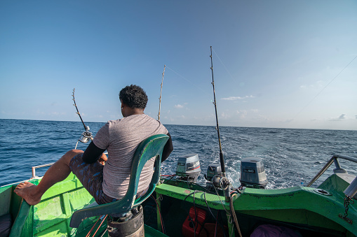 Deepwater sport fishing in the Indian Ocean nearby Sri Lanka coast