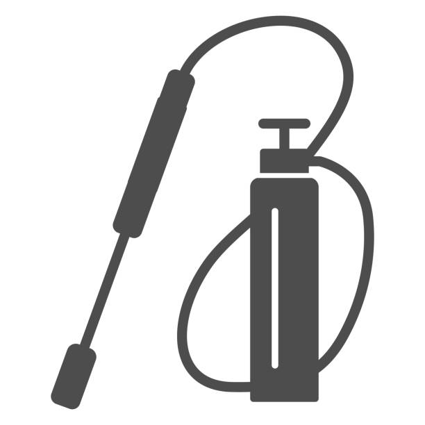 Garden sprayer solid icon, Garden and gardening concept, insecticide spray sign on white background, farm sprayer icon in glyph style for mobile concept and web design. Vector graphics. Garden sprayer solid icon, Garden and gardening concept, insecticide spray sign on white background, farm sprayer icon in glyph style for mobile concept and web design. Vector graphics pest control logos silhouette stock illustrations