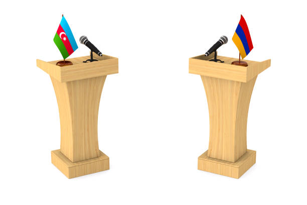 istock Debate between Azerbaijan and Armenia republic on white background. Isolated 3D illustration 1277469933