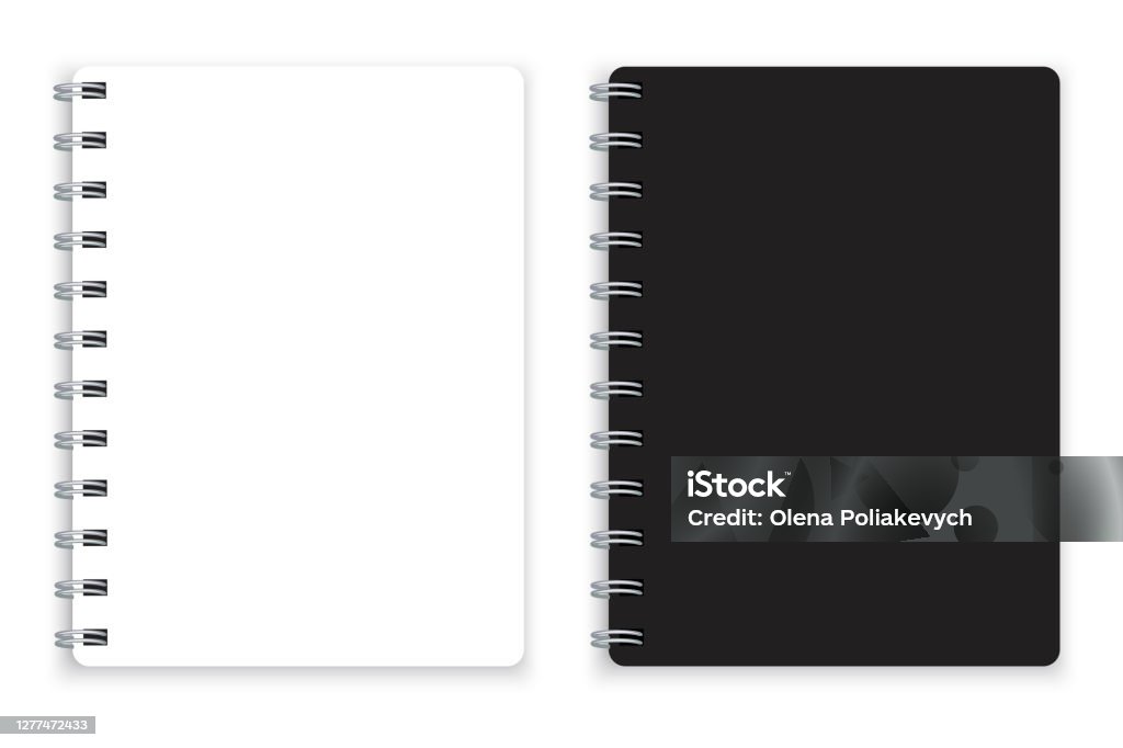 Mock Up Of Black And White Notebooks Notepad On A Spiral Sketchbook In Two  Colors Vector Illustration Stock Image Stock Illustration - Download Image  Now - iStock