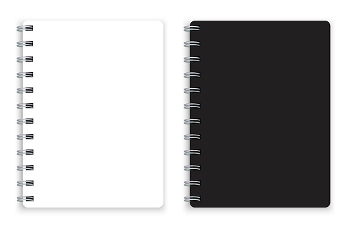 Mock Up Of Black And White Notebooks Notepad On A Spiral