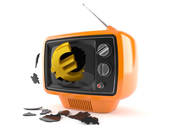 istock Euro currency inside old tv 1277476806