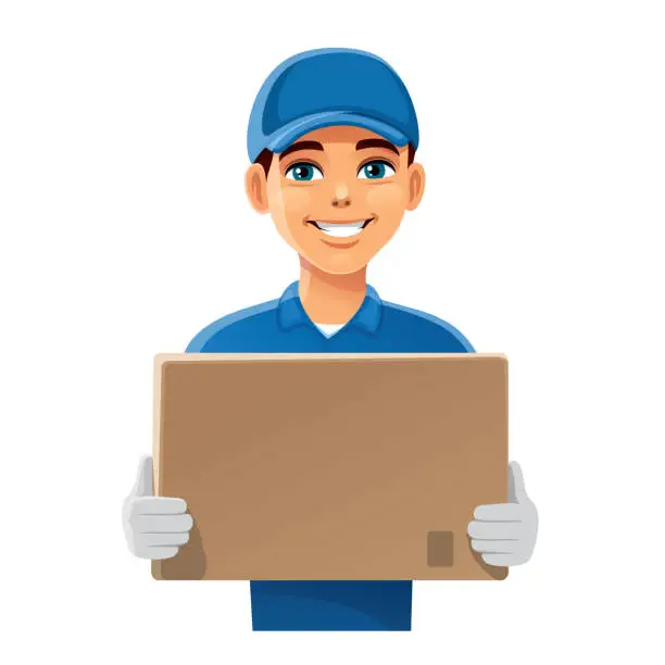 Vector illustration of Happy delivery man