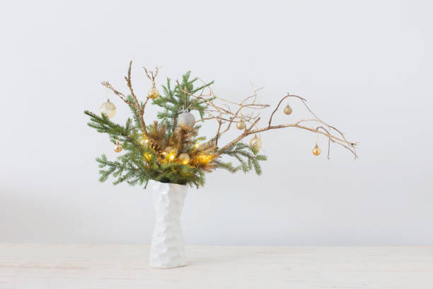 istock Christmas composition in white vase on white background 1277478660