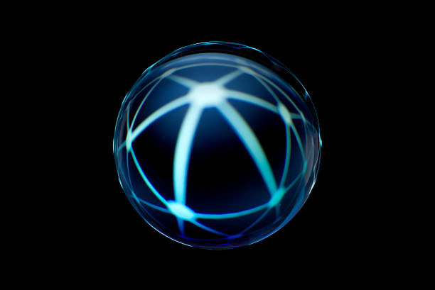 Blurry image of a shiny crystal ball with abstract blurry colorful pattern. Abstract lensball in blur.