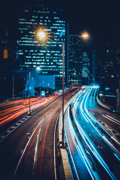istock City Traffic Light Trail, Hong Kong 1277484011