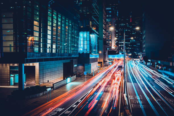 istock City Traffic Light Trail, Hong Kong 1277484240