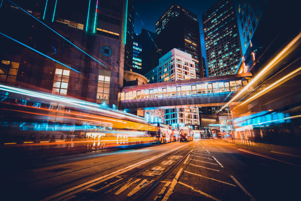 istock City Traffic Light Trail, Hong Kong 1277485013