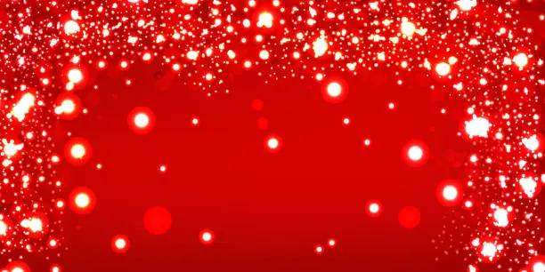 Vector illustration of Christmas Red digital particles glowing background