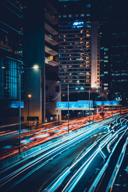 istock City Traffic Light Trail, Hong Kong 1277485119