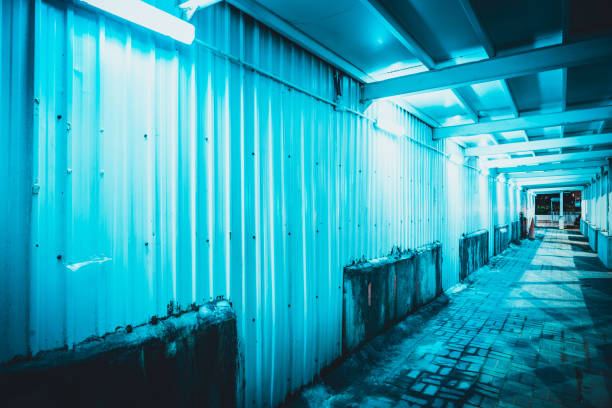 istock Tunnel barrier construction safety fence. scaffolding 1277485375