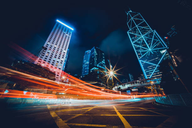 istock City Traffic Light Trail, Hong Kong 1277486153