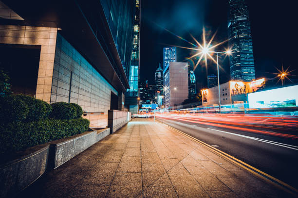 istock City Traffic Light Trail, Hong Kong 1277486271