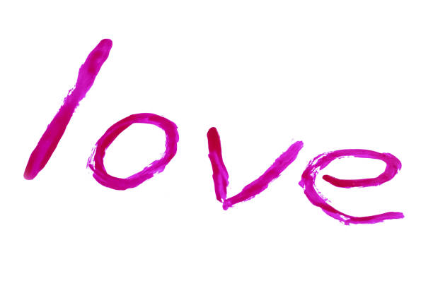 слово любовь написано розовой краской на белом - picture of the word love стоковые фото и изображения