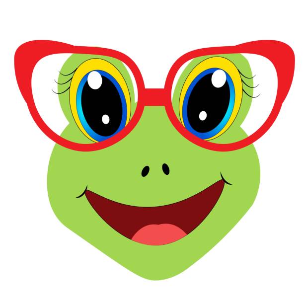 Cute cartoon animal with red glasses vector illustration Cute cartoon animal with red glasses vector illustration red amphibian frog animals in the wild stock illustrations
