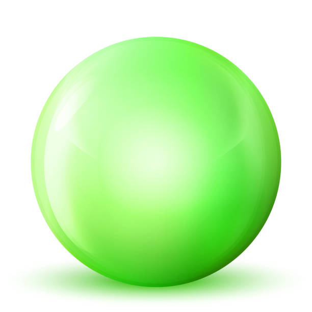 istock Glass neon green ball or precious pearl. Glossy realistic ball, 3D abstract vector illustration highlighted on a white background. Big metal bubble with shadow. 1277488450