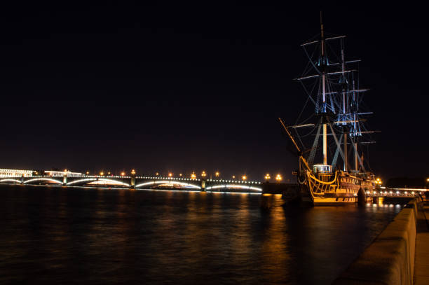 istock ship on river in the night city view 1277489743