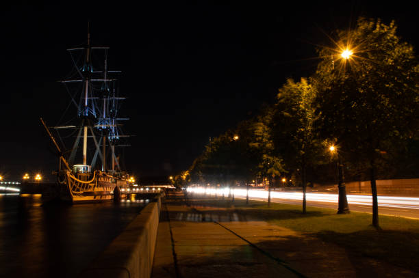 istock ship on river in the night city view 1277489770