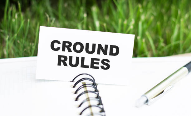istock Cround rules text on the card on the background of notepad and greenery 1277494469