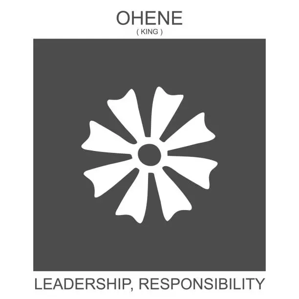 Vector illustration of icon with african adinkra symbol Ohene. Symbol of leadership and responsibility